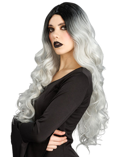Peruca ombré branca e preta luxo mulher
