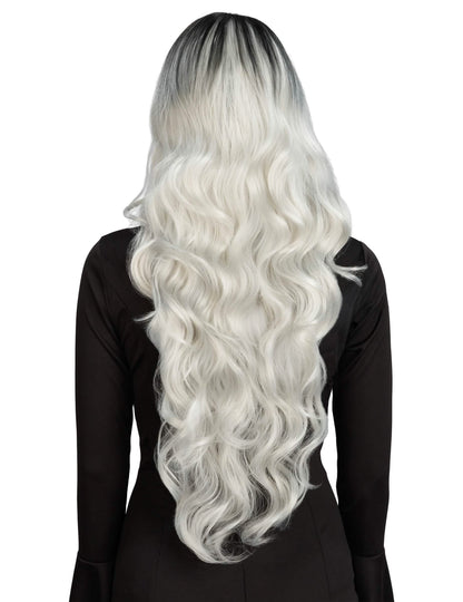 Peruca ombré branca e preta luxo mulher
