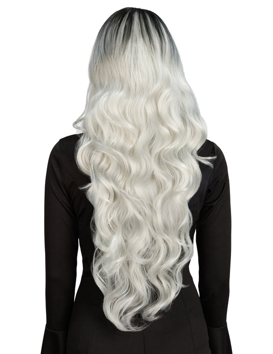 Peruca ombré branca e preta luxo mulher