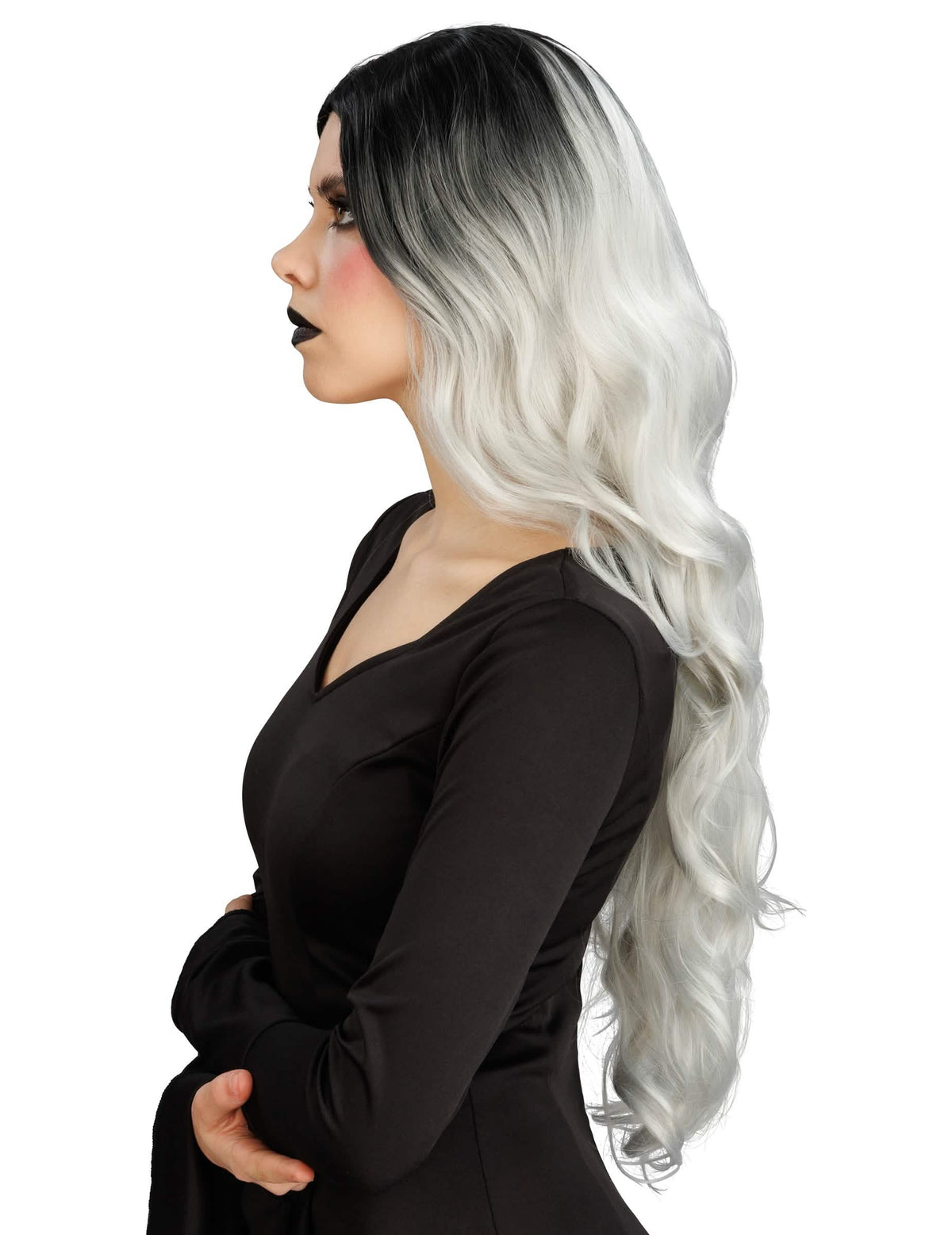 Peruca ombré branca e preta luxo mulher