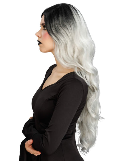 Peruca ombré branca e preta luxo mulher