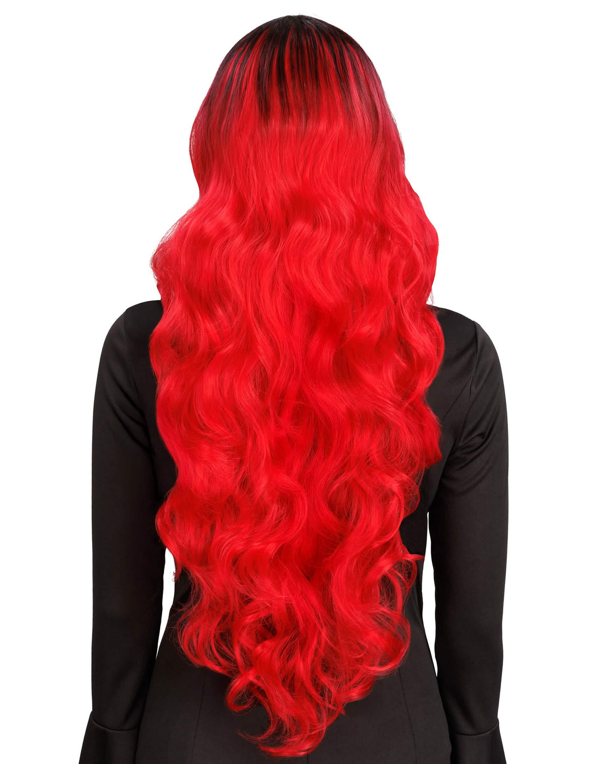 Peruca ombré vermelha e preta luxo mulher