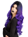 Peruca ombré violeta e preta luxo mulher