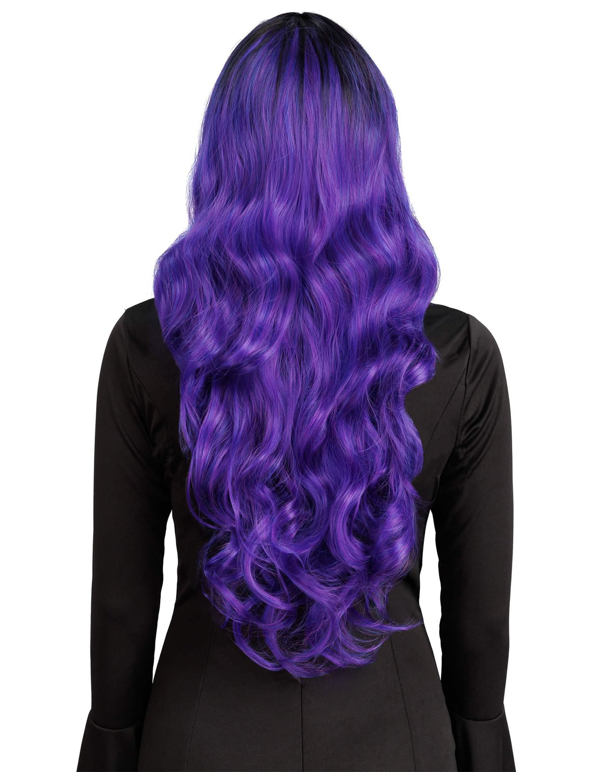 Peruca ombré violeta e preta luxo mulher