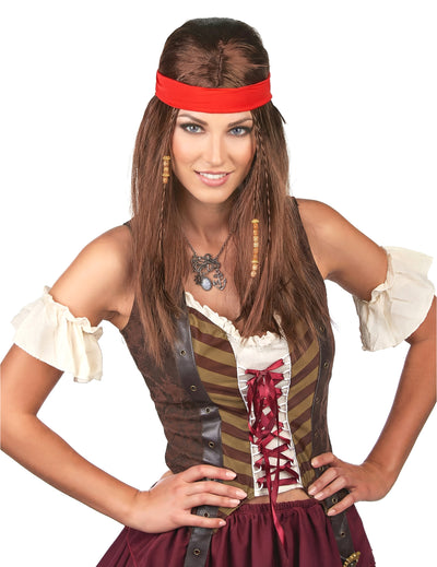 Peruca pirata ou hippie com bandana adulto