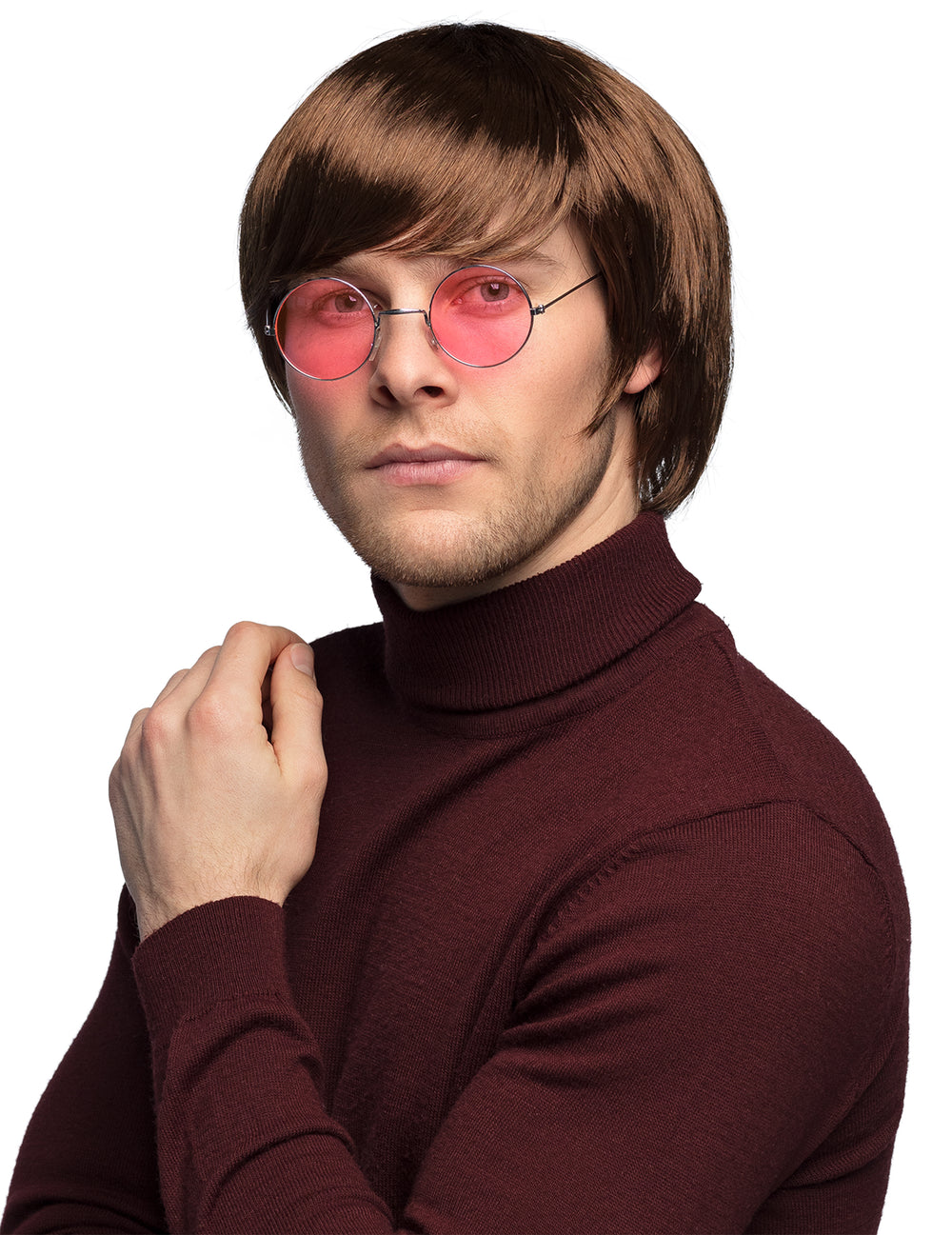 Perruque pop star anglaise retro pour homme marron