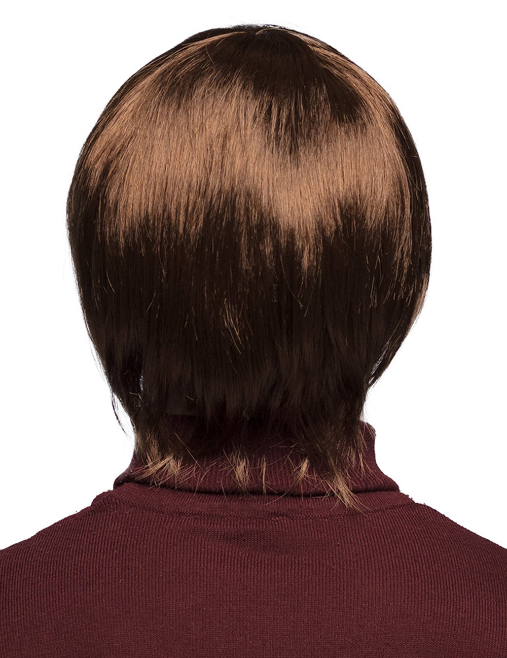 Perruque pop star anglaise pour homme châtain vue de dos