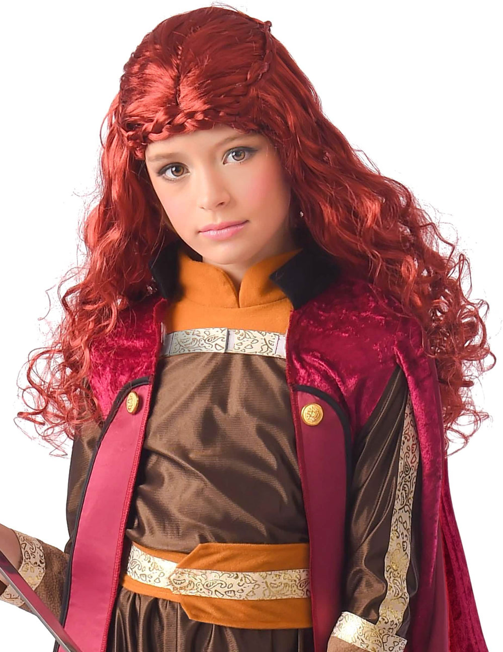 Peruca princesa do grande norte para menina bordeaux