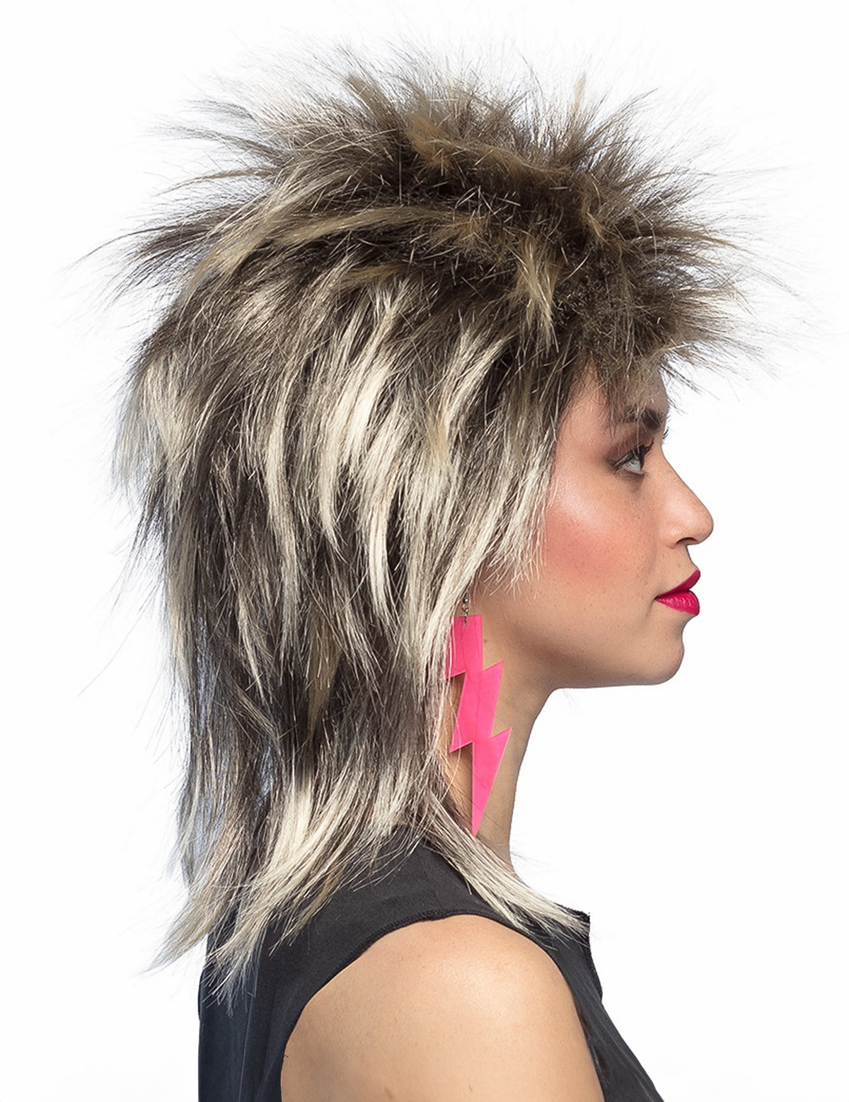 Vue de profil de la perruque punk adulte femme