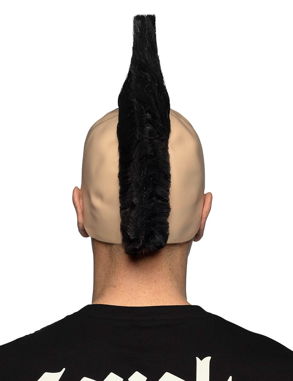 Vista de trás da peruca punk com crista para homem