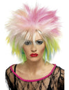 Perruque courte punk pour femme multicolore rose jaune et verte