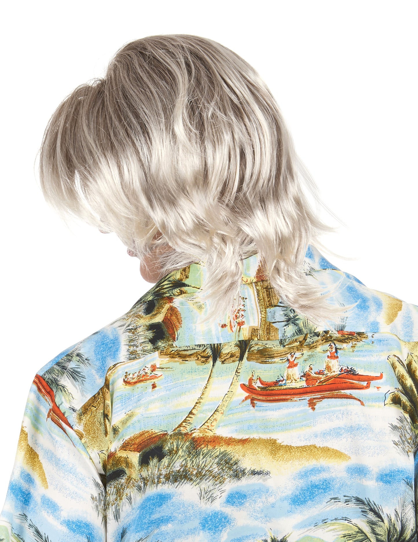 Vue de dos de la perruque rétro balayage blond pour adulte