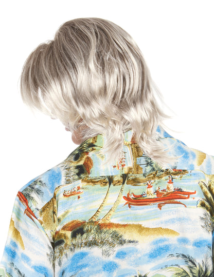 Vue de dos de la perruque rétro balayage blond pour adulte