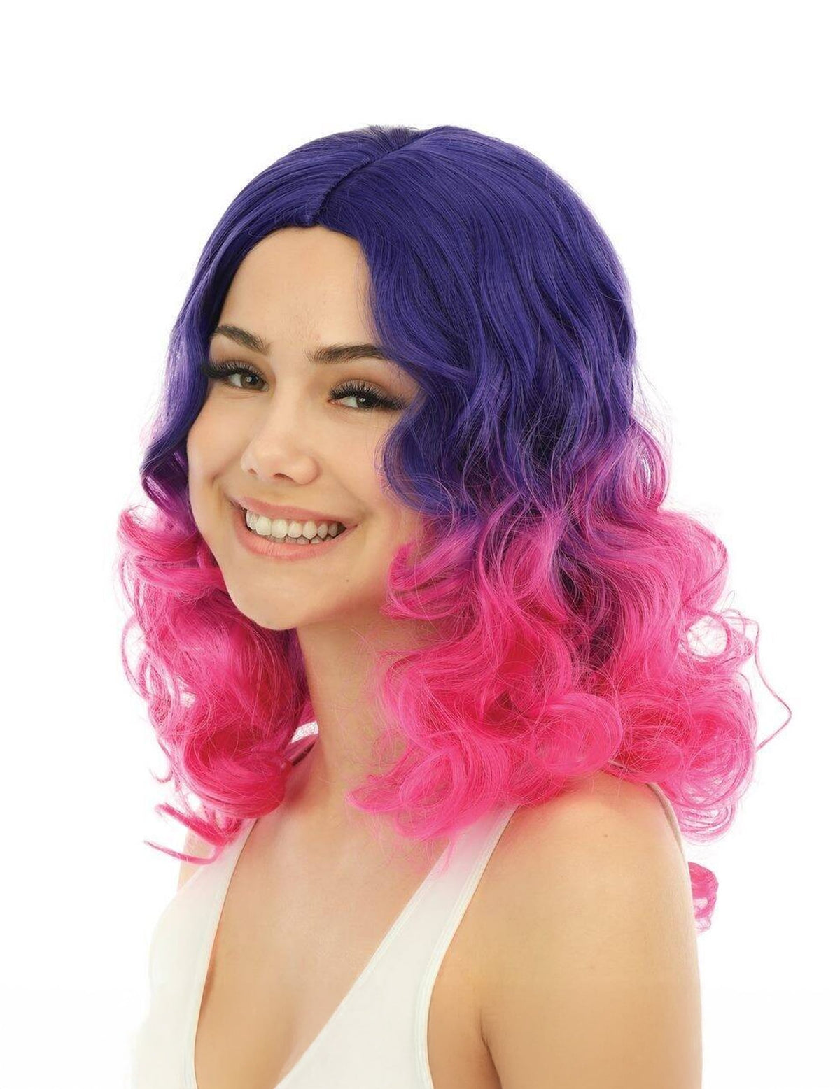 Perruque tie and dye pour adulte rose et violette luxe