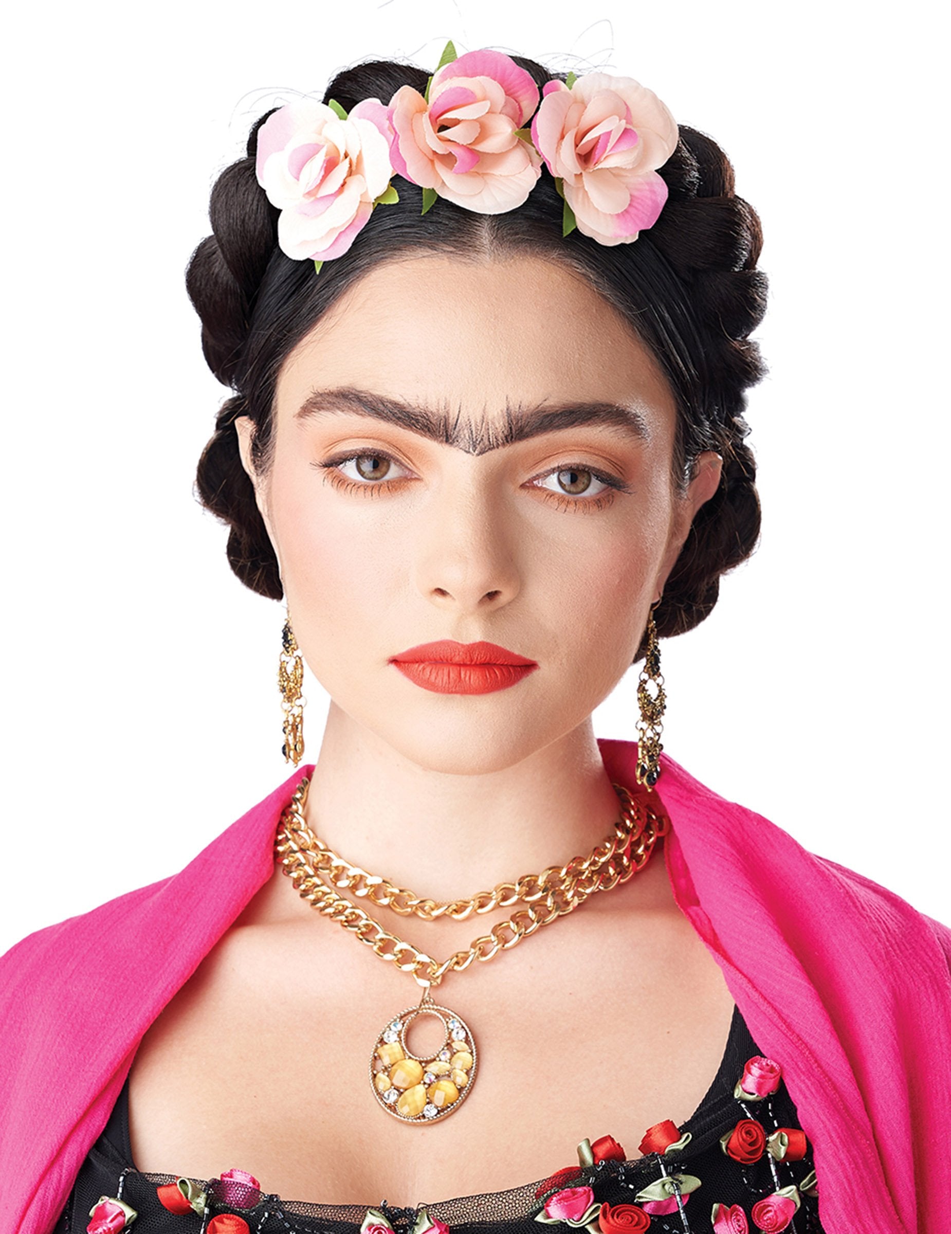 Perruque tresses enroulées avec fleurs pour femme noire avec fleurs roses