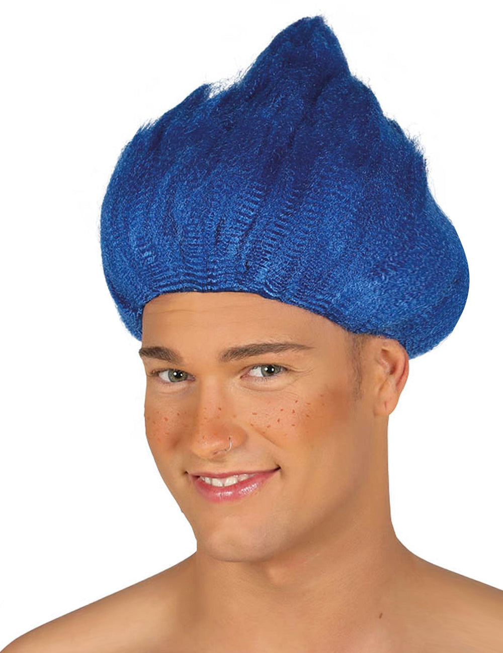 Vue de face de la perruque troll bleue