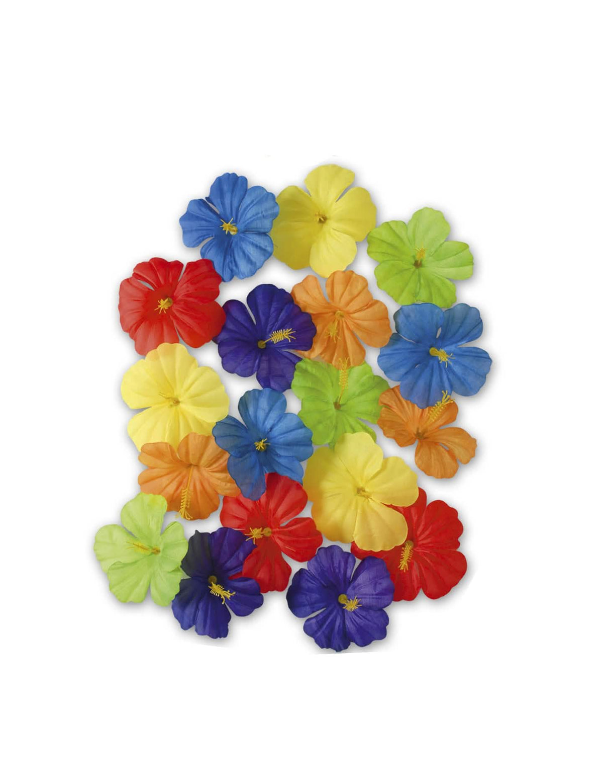 Flores multicoloridas em tecido para decoração de festa a condizer