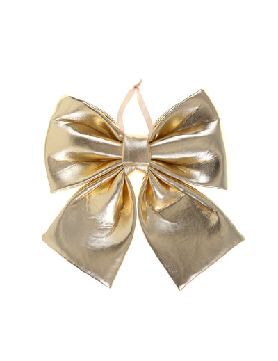 Pequeno laço metalizado dourado 15 x 18 cm