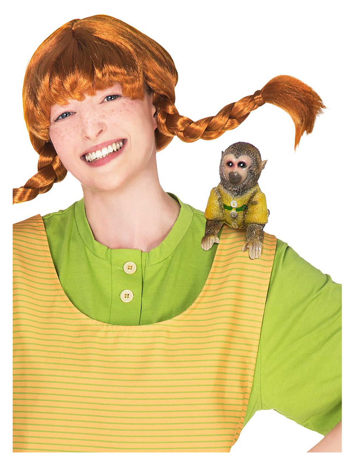 Petit singe Nilsson Fifi Brindacier pour adulte brun avec gilet jaune