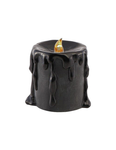 Pequena vela decorativa em resina preta com LED 9,5 x 9 x 10 cm