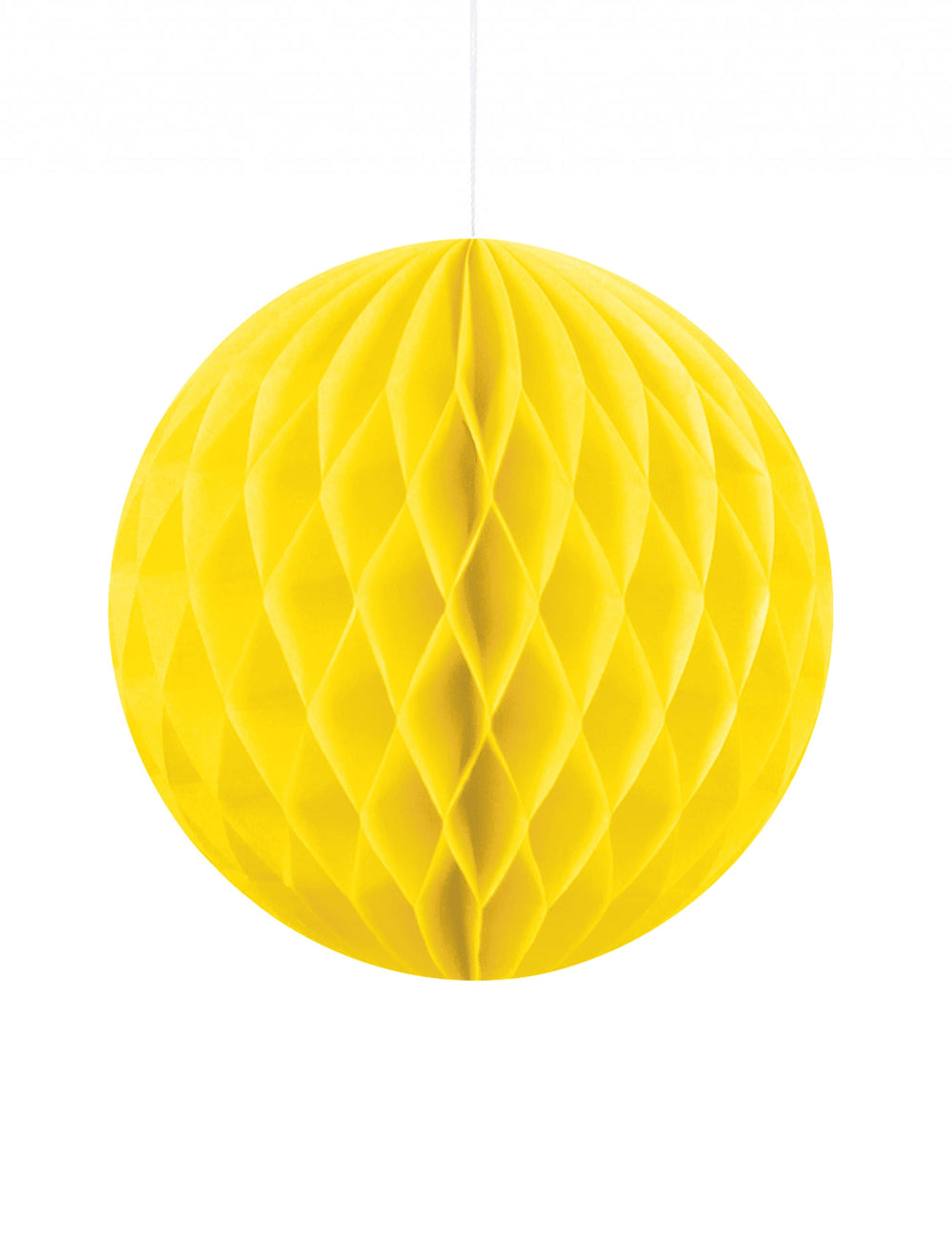 Boule en papier alvéolé jaune à suspendre