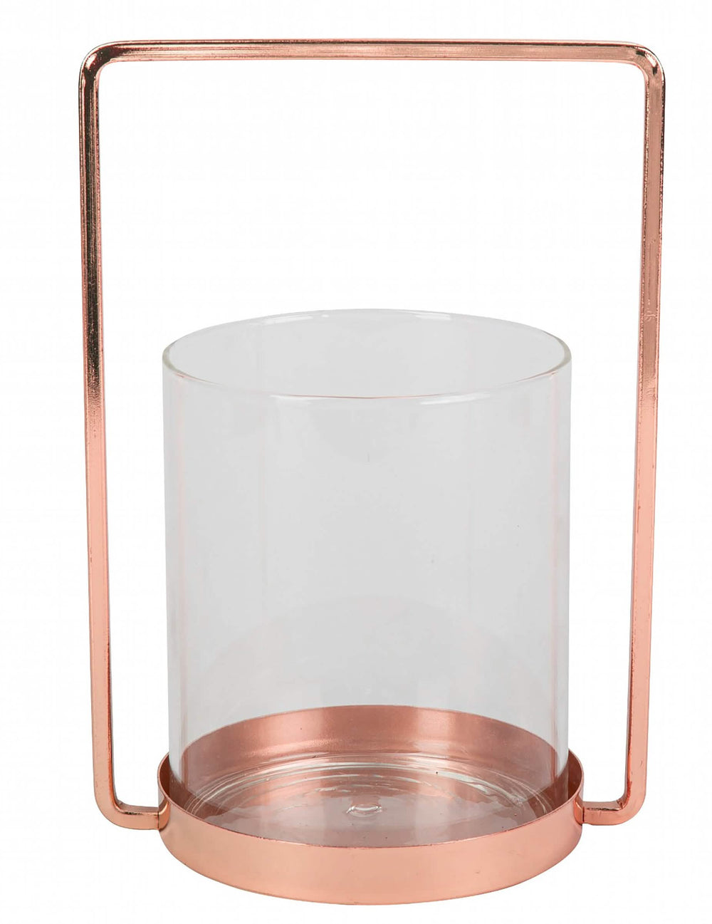 Photophore em vidro chique para decoração ouro rosa com estrutura em latão