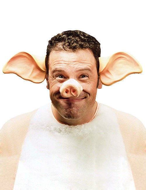 Serre-tête oreilles de cochon pour adulte rose avec groin
