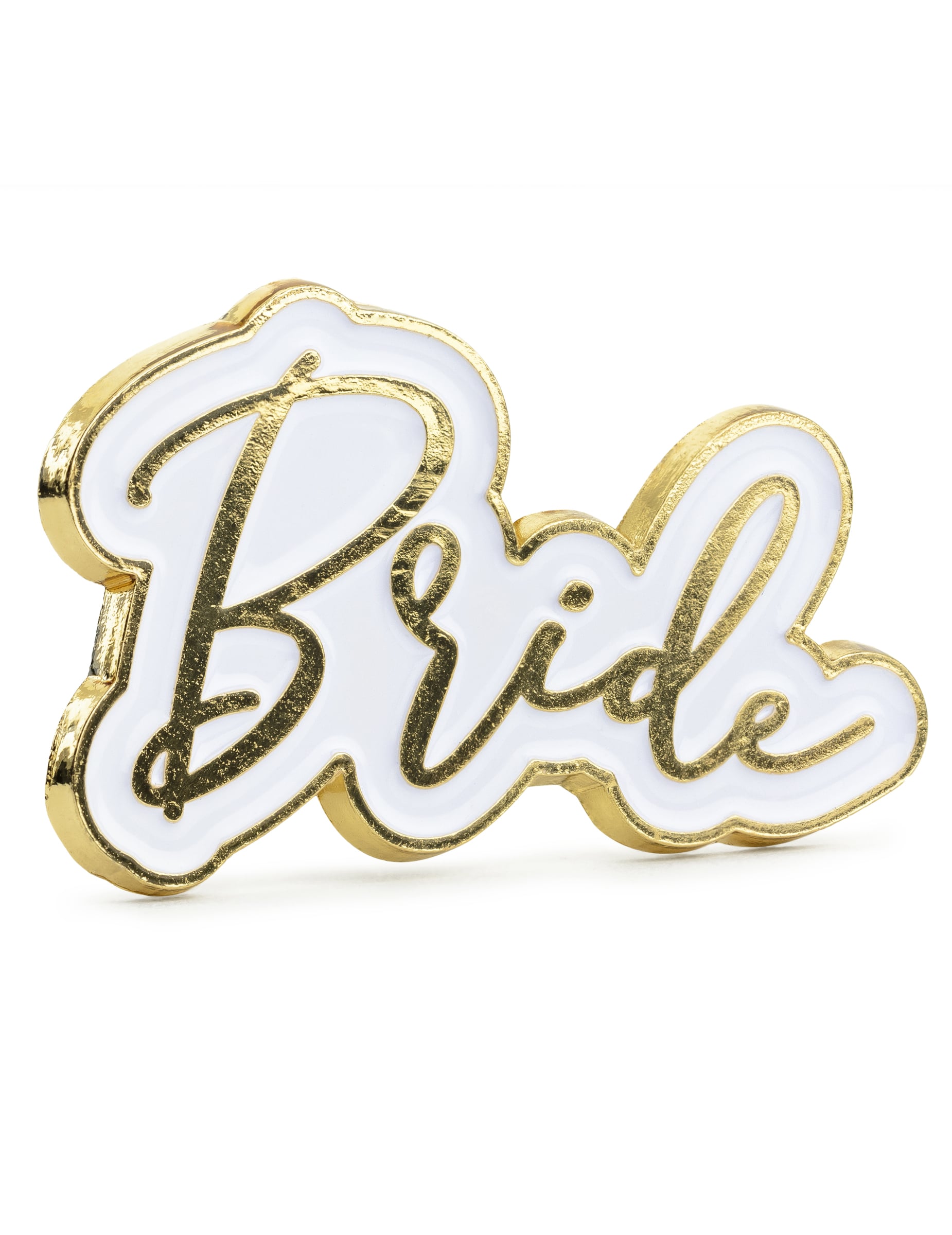 Pin's bride pour evjf blanc et doré en métal