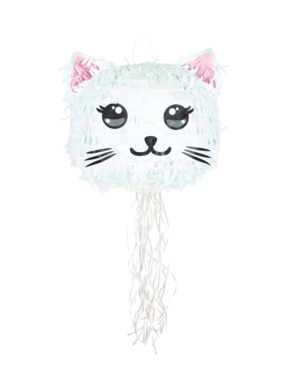 Piñata Chat Kawai pour enfant blanc avec oreilles roses et rubans