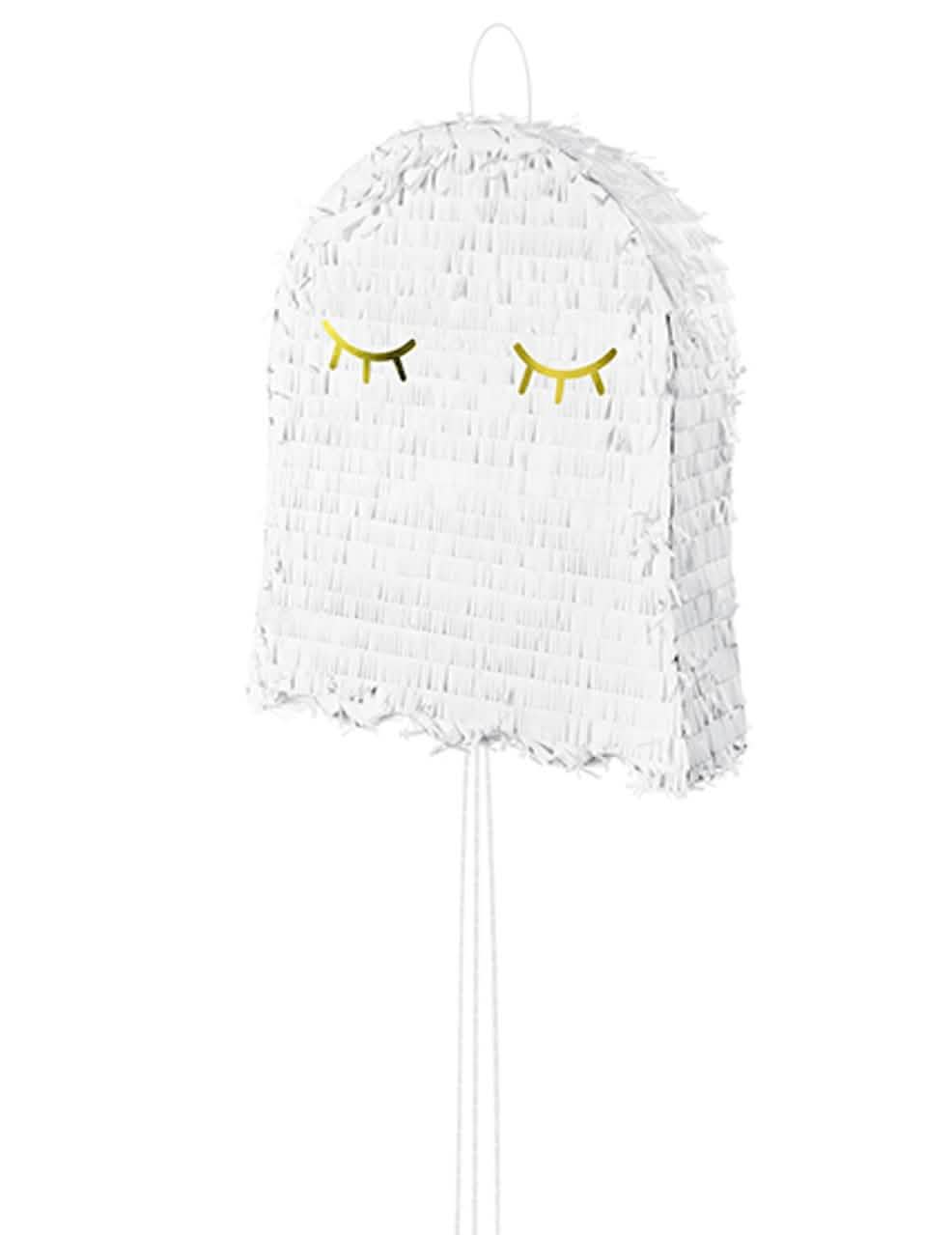 Piñata fantasma para halloween branca e dourada