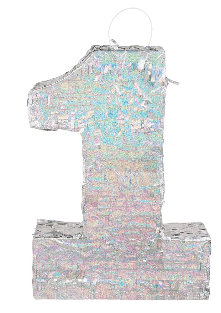 Vue de face de la piñata chiffre 1 pour fête