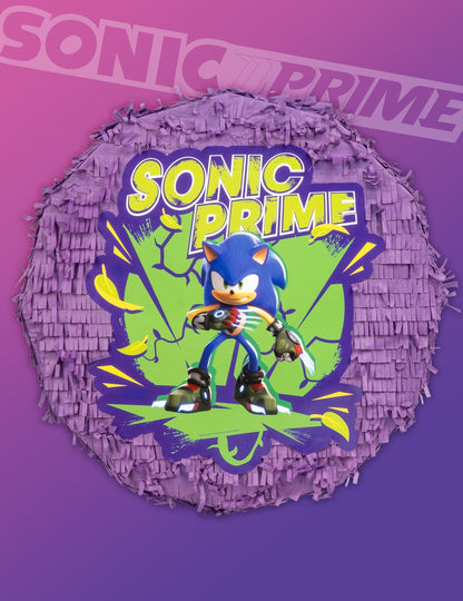 Vue rapprochée de l'illustration de la piñata Sonic Prime