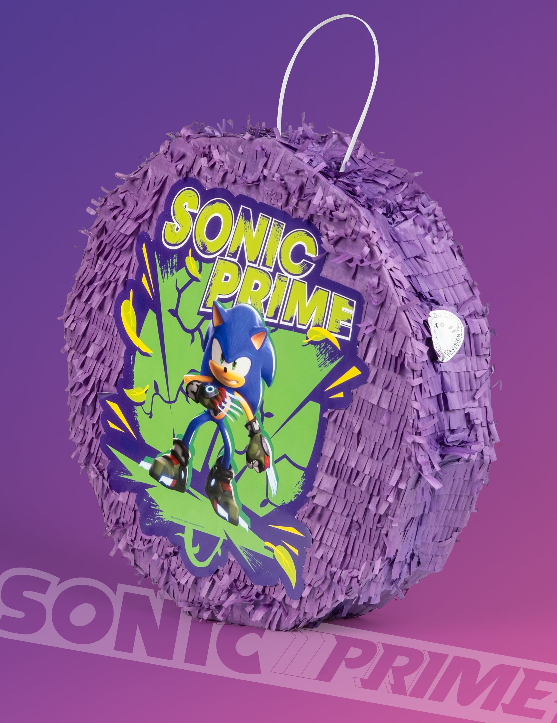 Vue de profil de la piñata Sonic Prime