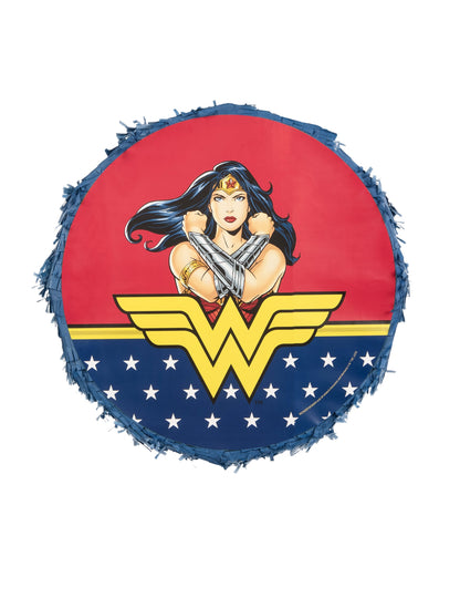 Vue suspendue dans un décor de fête de la Piñata Wonder Woman