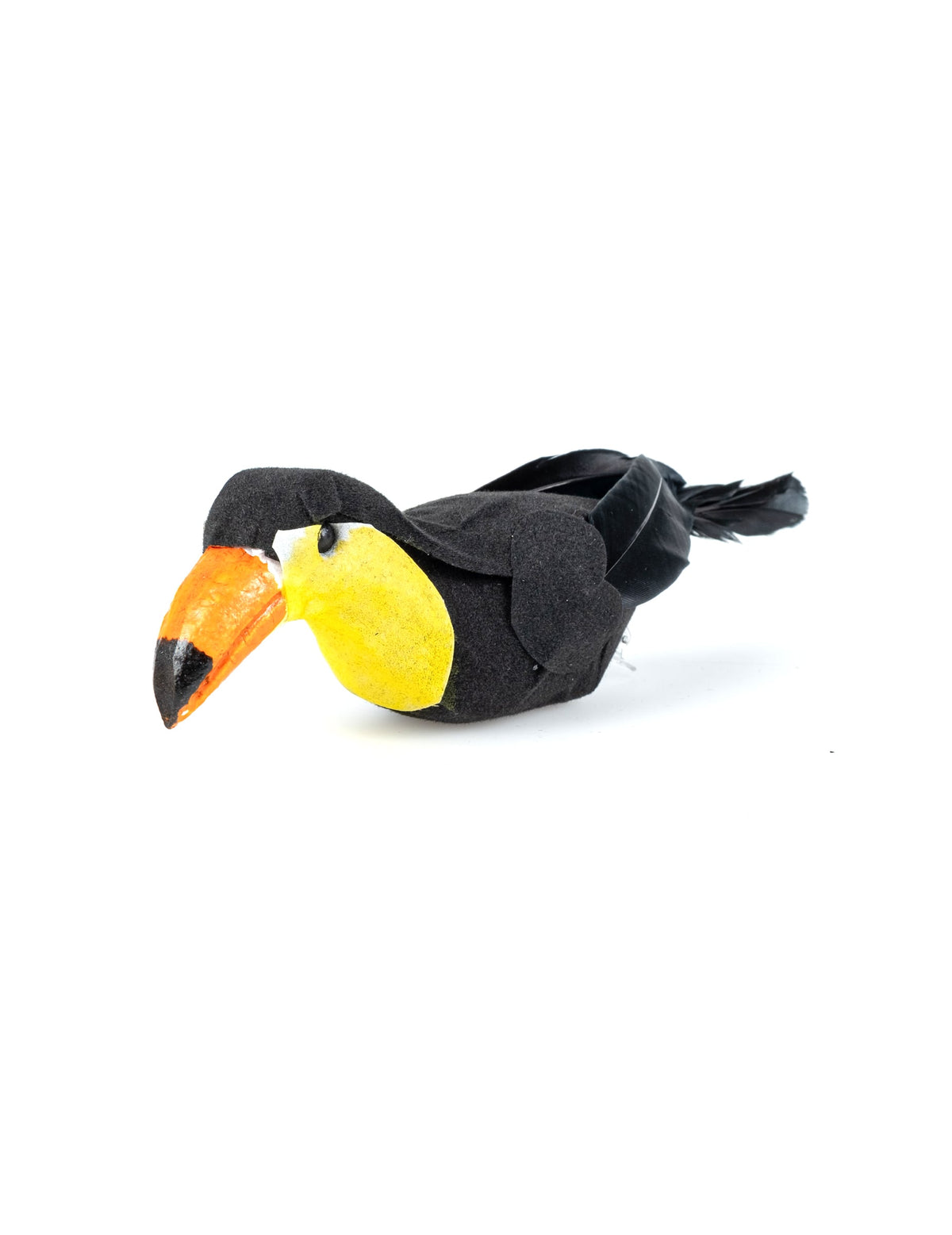 Pince décorative toucan pour décoration oiseau tropical noir jaune et orange