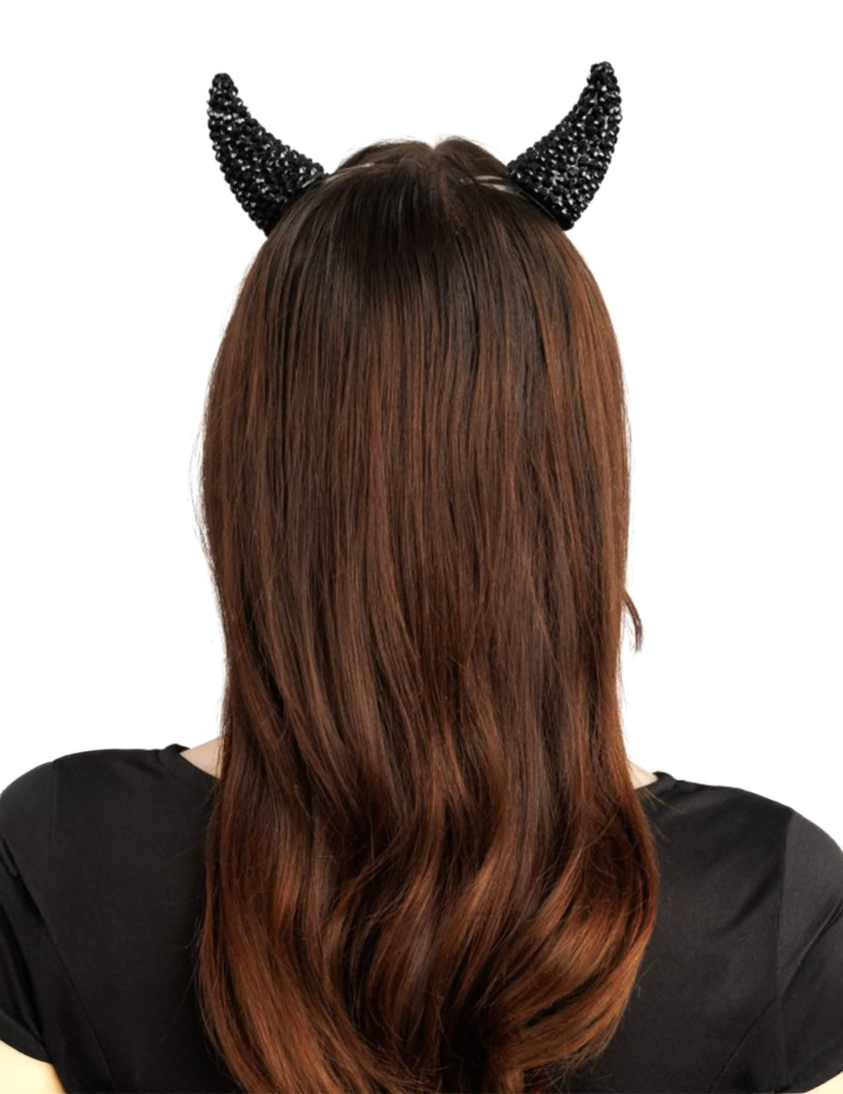 2 Ganchos de cabelo chifres de diabo com strass pretos