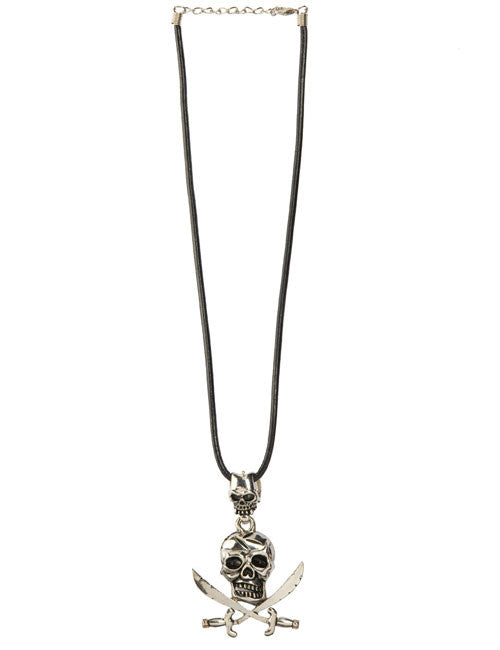 Collier crâne pirate pour adulte noir et argenté