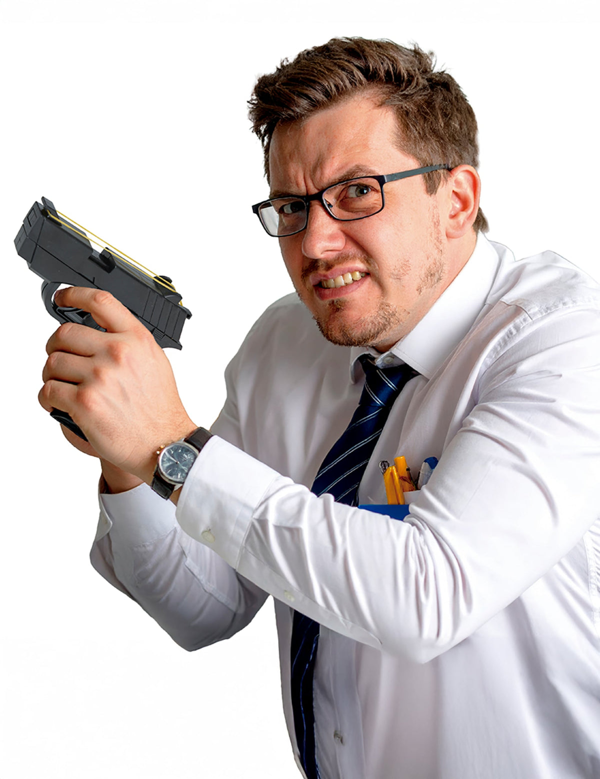 Mise en situation du pistolet à bande élastique noir