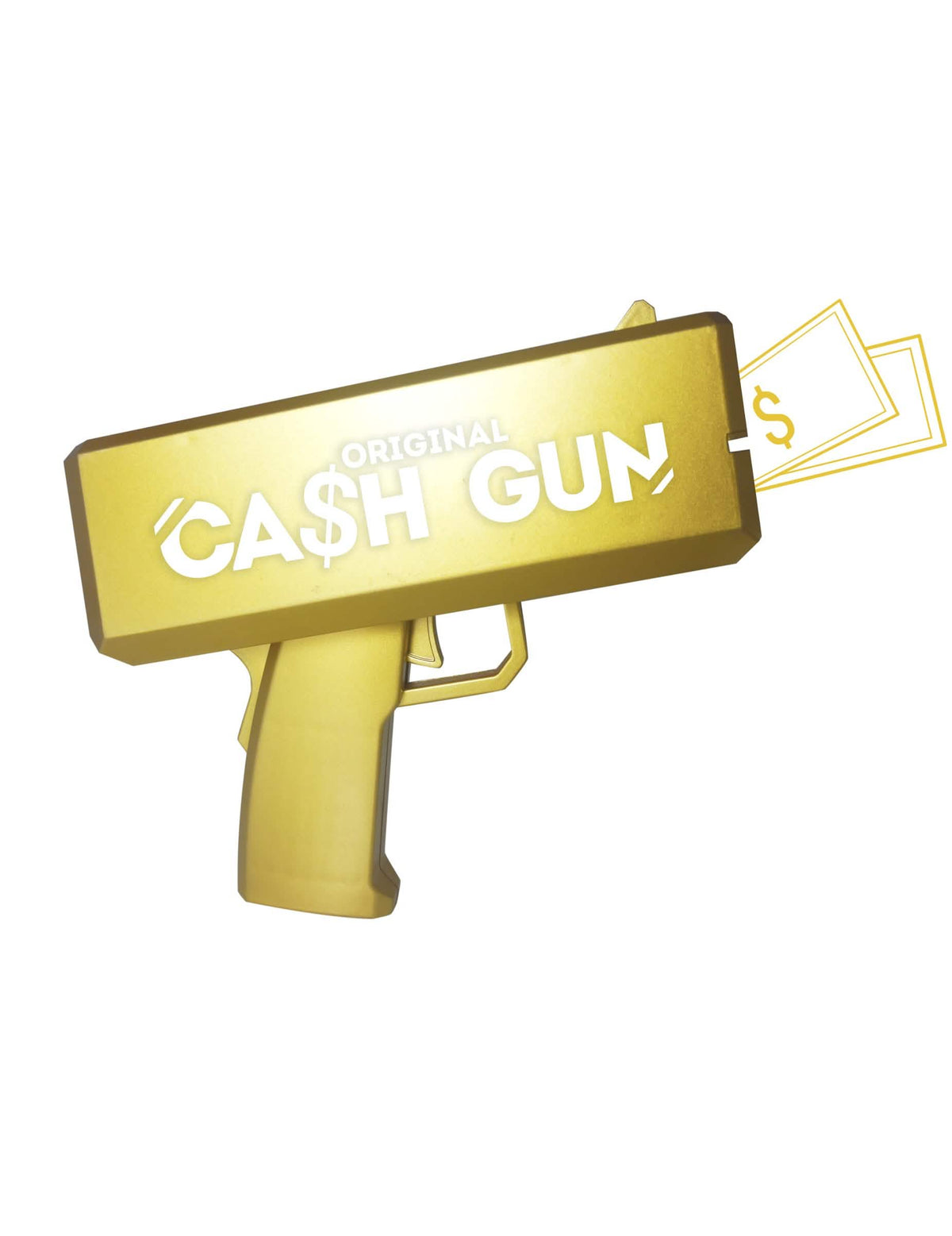 pistola distribuidora de notas Cash Gun para adulto dourado