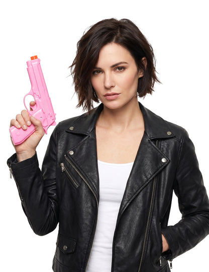 Pistola de brincar rosa 23 cm