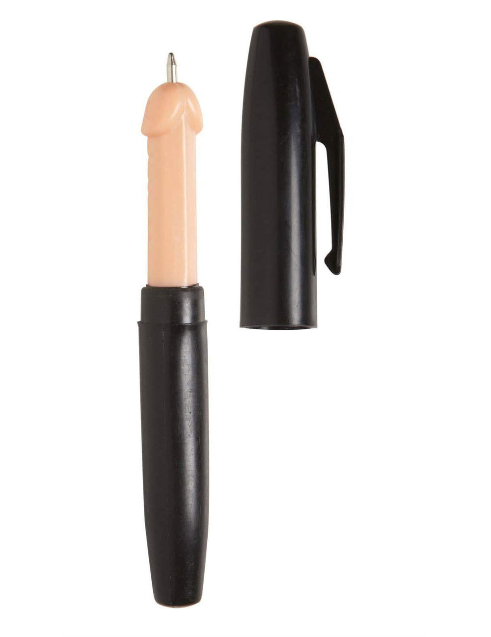 Caneta pénis para adulto preto e bege