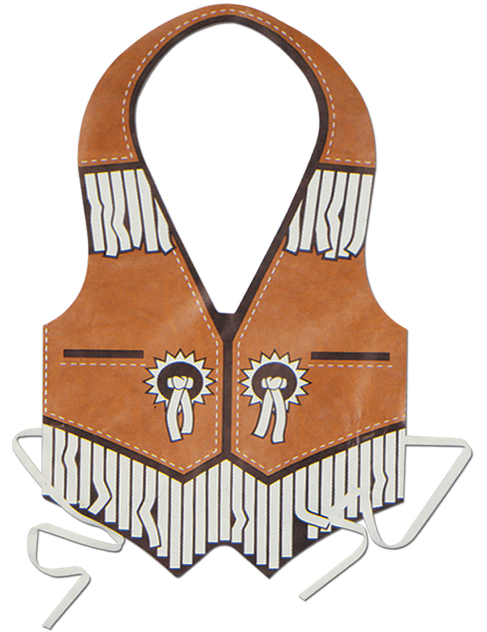 Tablier Cow-Boy pour homme en plastique marron avec franges blanches