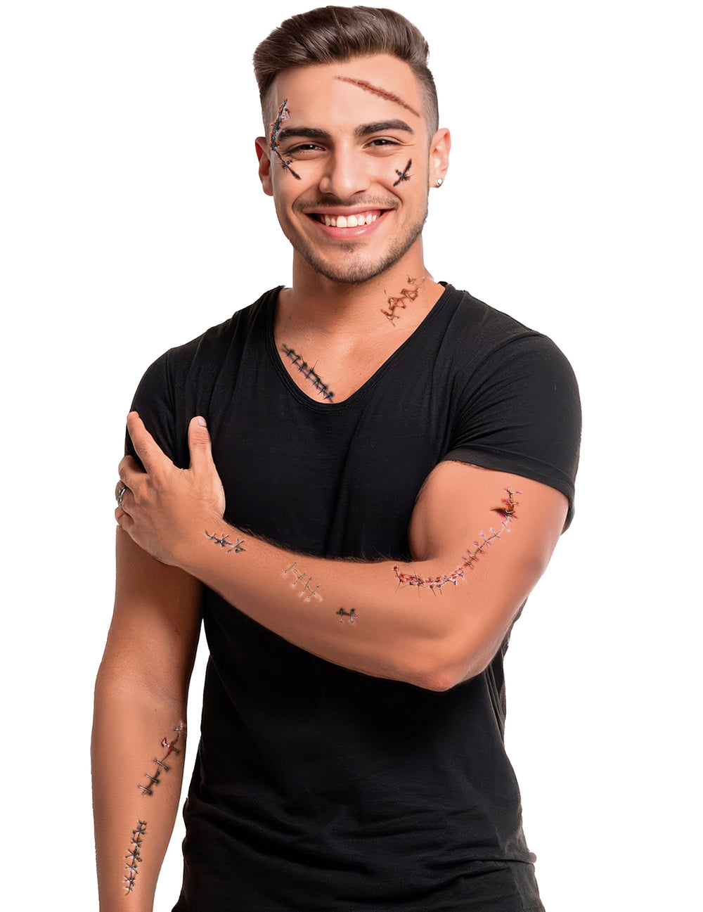 Mise en situation de la planche de tatouages cicatrices et sutures
