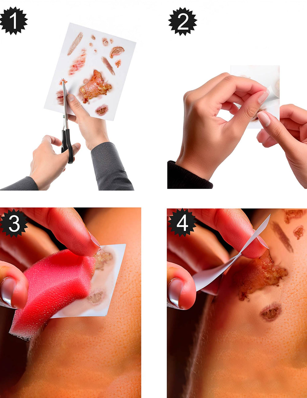 Mode d'emploi en 4 étapes de la planche de tatouages plaies infectées