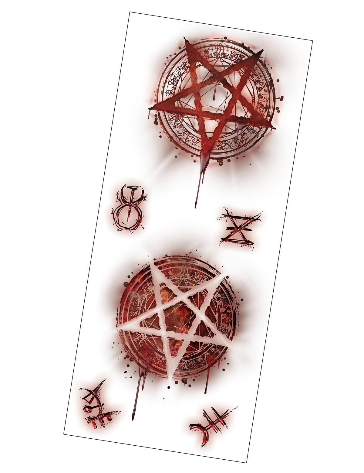 Détail des différents motifs de la planche de tatouages satanique