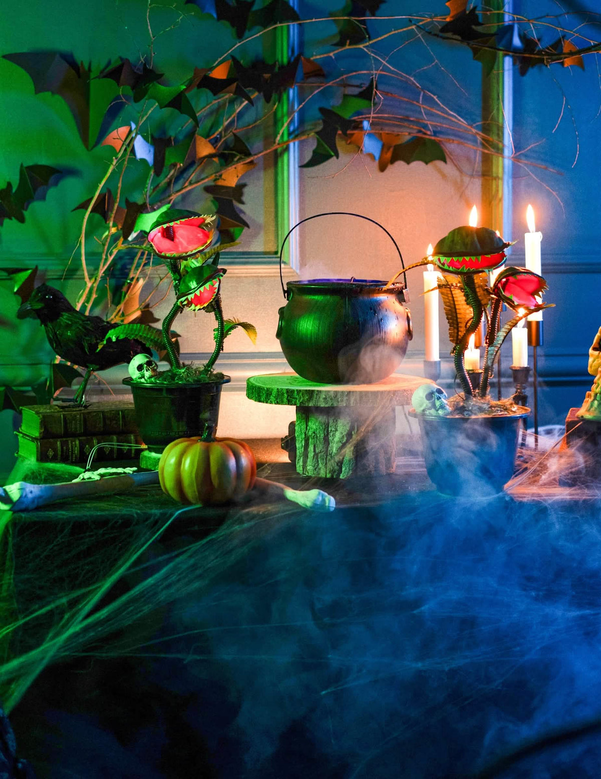 Encenação decorativa da planta carnívora animada para decoração de halloween