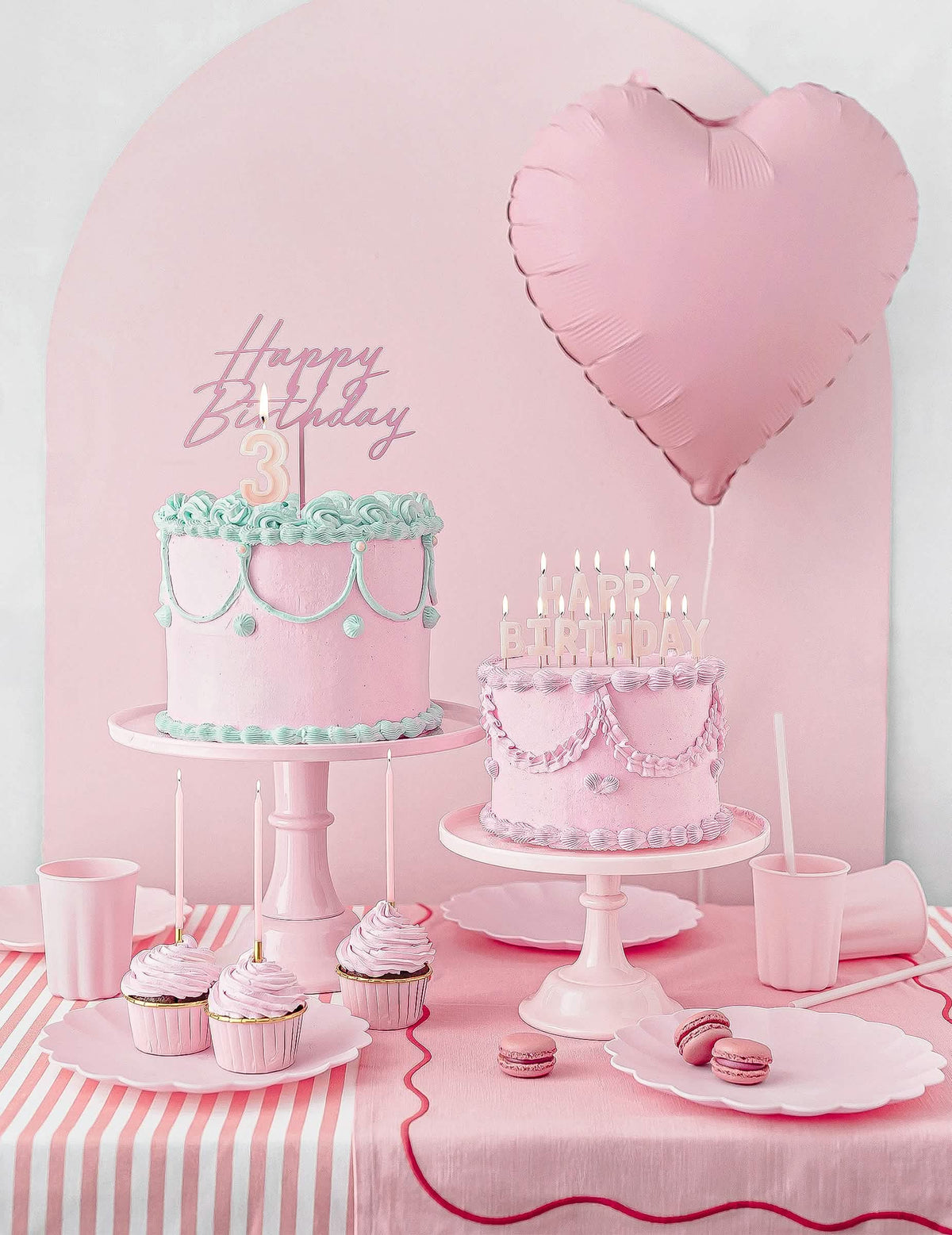 Expositor de bolo em acrílico rosa claro 24 cm