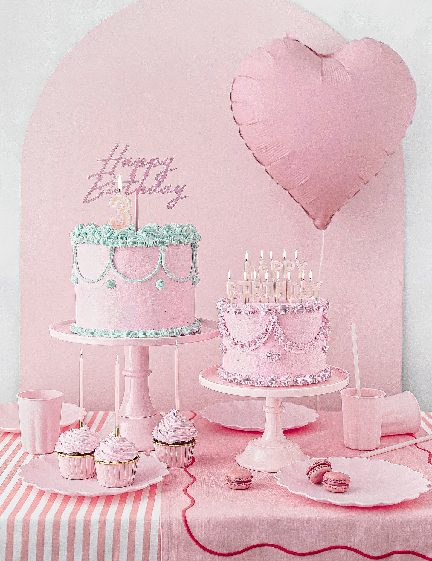 Expositor de bolo em acrílico rosa claro 24 cm