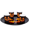 Plateau rond citrouille terrifiante pour Halloween noir et orange