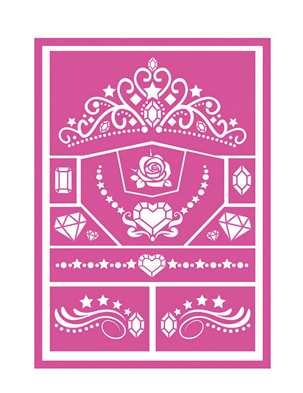 Pochoirs de maquillage princesse rose et blanc avec motifs de diadème et de cœur